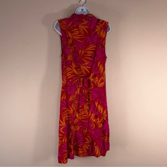 XL Vintage * READ Impressions Tropical Dress Fuchsia Orange Sleeveless Rayon - Picture 6 of 14